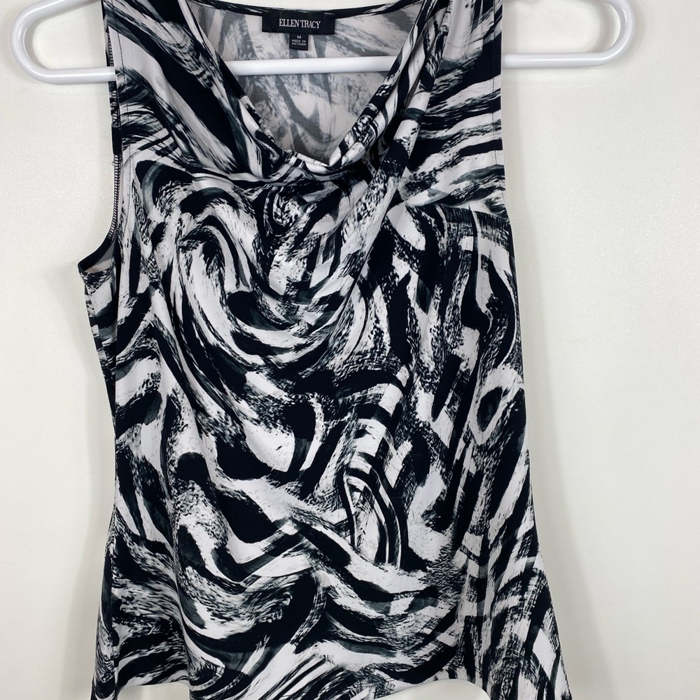 Ellen Tracy Medium Black and White Women's Top LIKE NEW